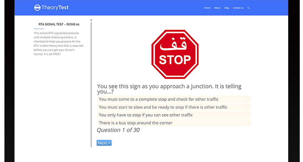 Rta online theory test practice